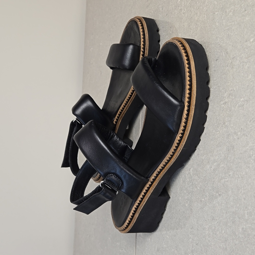 Black Leather Women's Sandals